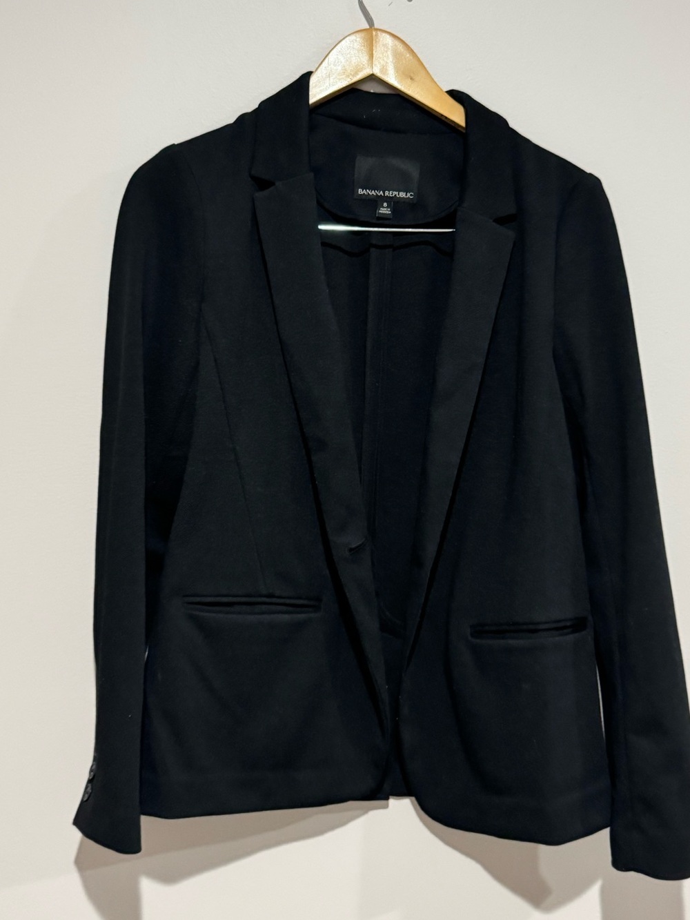 Banana Republic Long & Lean Women’s Long Blazer Notch Lapel Black 8